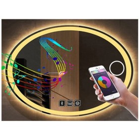 Resim GLOBAL LED MIRROR 73x93 Cm Bluetoothlu Makyaj Aynalı Buğu Yapmayan Ledli Elips Banyo Aynası 