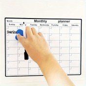 Resim 1pc FlexiWrite Aylık Planlama Panosu - İngilizce Yazı, Manyetik Olmayan, Yapışkan, Duvar, Cam, Buzdolabı, Çalışma Programı, Görev Yönetimi, Günlük, Haftalık, Aylık Kişisel Zaman Planlaması için Uygundur 