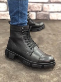 Resim Hakiki Deri Kürklü Postal Erkek Bot 