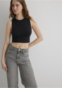 Resim Mavi - Siyah Crop Top 1610786-900 Siyah -556298526- 