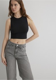 Resim Mavi - Siyah Crop Top 1610786-900 Siyah -556298526- 