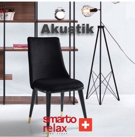 Resim Smarto Relax Akustik 2'li Yemek Masası Sandalye Seti - Ahşap Ayaklı, Siyah Kumaş Siyah 