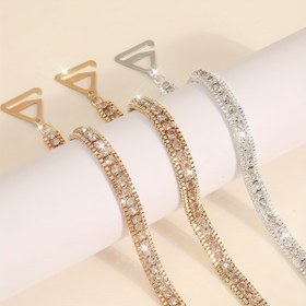Resim 2 Paket Şık Kristal Süslemeli Ayarlanabilir Metal Kadın Sütyen Askıları - Parlak Omuz ve Sırt Desteği, Çekici Parti Aksesuarı 