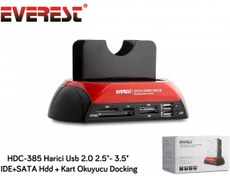 Resim HDC-385 2.5"-3.5" Ide Sata Usb 2.0 Harddisk Hdd Kutusu + Kart Okuyusu + Docking Statıon Everest