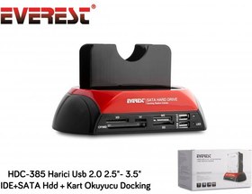 Resim HDC-385 2.5"-3.5" Ide Sata Usb 2.0 Harddisk Hdd Kutusu + Kart Okuyusu + Docking Statıon Everest