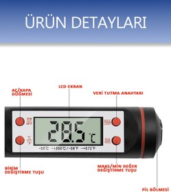 Resim COZY SENSE Et Termometresi Daldırma Tip Süt Mama Yoğurt Çorba Mayalama Mutfak Gıda Termometresi 