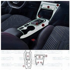 Resim Peugeot 208 Ve E-208 Uyumlu Vites Etrafı Piano Black Tpu Koruyucu 6 Lı Set 