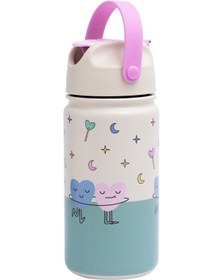 Resim The Cotton Cloud - Dancing Hearts 420ml Paslanmaz Çelik Gizli Pipetli Matara Çok Renkli 