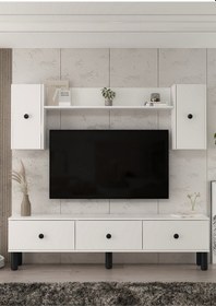 Resim 1355tv180-1dd Tv Sehpası,tv Ünitesi Beyaz-siyah 