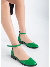Resim Tilda Kısa Topuk Cilt Ayakkabı Yeşil 