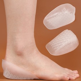 Resim 2 Adet Topuk Koruyucu Ped - Şok Emici, U-Şekilli Petek Tasarımlı Görünmez Yükseklik Artırıcı Yarı Tabanlık, Erkek ve Kadınlar İçin Rahatlık Sağlayan Şeffaf Yumuşak Topuk Yastıkları 