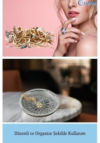 Resim Dekoratif Kase Takı Kutusu Yüzük Kolye Kutusu Mum Tabağı Takı Organizer Model 6 - Gümüş Eskitme 