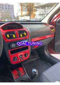 Resim Opel Corsa C Combo Full Set Kırmızı Renk Konsol Torpido Kaplama 