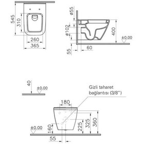 Resim VitrA İntegra Square Asma Klozet +VitrA Soft Kapak 7081l003-0090 Beyaz 