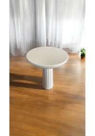 Resim Simillo Wood Wooden Ahşap Tekli Fitilli Mantar Yan Sehpa Modern Beyaz Renk Fiskos Kod:54980495547 Beyaz 