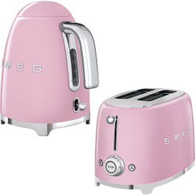 Resim Smeg Pembe Kettle ve 1x2 Ekmek Kızartma Makinesi Seti 