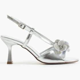 Resim Kadın Aksesuar Detaylı Topuklu Sandalet Flat - Gümüş Gümüş 