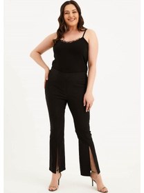 Resim Myline Beli Lastikli Önü Yırtmaçlı Pantolon 