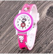 Resim Çocuk Kol Saati Pembe Silikon Kordon Kız Çocuk Kedi Desenli Rakamlı Analog St-304340 