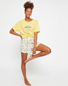 Resim Tweety Baskılı Pijama Takımı Şortlu Kısa Kollu 