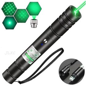 Resim Profesyonel Yeşil Lazer Pointer - 10 Km Menzilli, Usb Şarjlı, 5 Modlu Astronomi Ve Kamp Lazeri Siyah 