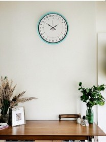 Resim 36 Cm Turkuaz 24 Saat Göstergeli Özel Tasarım Duvar Saati Çok Renkli 