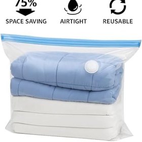 Resim Vakumlu Hurç Poşet 80x100 cm –%75 Yer Tasarrufu, Dayanıklı Kilitli Depolama Torbası, Battaniye Yorgan Kıyafet Saklama Çantası 