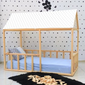 Resim Montessori Yatak MiniWood Ahşap Karyola Orkide 