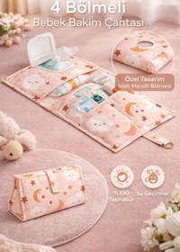 Resim MorBebe Premium Mavi Bebek Alt Bakım Çantası | Pratik Organizer | Seyahat Tipi Alt Açma Çantası 24x44 