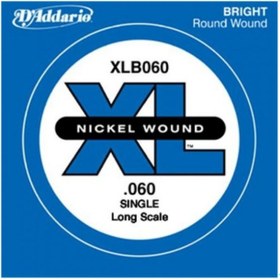 Resim D'addario XLB060 Nickel Wound Bass Long Scale Tek Bas Gitar Teli (.060) 