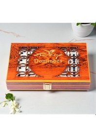 Resim Lüks Ahşap Kutulu Türkiye Logolu Premium Domino Seti 28 Parça 6 Çift Aile Oyunu Yeni Yıl Hediyesi -c 