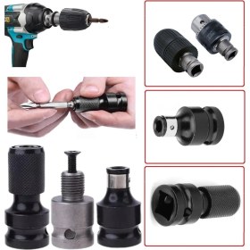 Resim Depolife 1/2 Matkap Chuck Mandren Adaptör Somun Sökme Makinesini Hex Bits Vidalamaya Dönüştürme Aparat Seti 