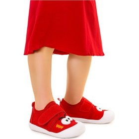 Resim Kiko Kids Cookie Cırtlı Kız Bebek İlk Adım Panduf Ayakkabı Kırmızı 