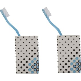 Resim 2 Adet Diş Fırçalık Ve Macunluk Puanlı Poliresin 6x6x10cm 200ml Banyo Seti Çok Renkli 