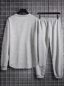 Resim Unisex Oversize Eşofman Takımı Bisiklet Yaka Sweatshirt Gri 