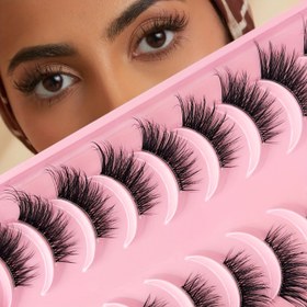 Resim 10 Çift Tanrı Makyaj Sahte Kirpikler, 5-11mm Şeffaf Çekirdek, Yarım Göz ve Uzatma ve Kıvırma, Günlük Kullanım, Tarihler, Tatiller, Partiler, Düğünler, İş, Kurban Bayramı, Kurban Bayramı, Okula Dönüş 