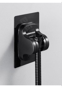 Resim Berev 5 Fonksiyonlu Yüksek Basınçlı Duş Başlığı Yapışkanlı Mafsal 150 Cm Hortum Siyah Duş Seti Siyah 