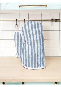 Resim Mavi Beyaz Çizgili Cepli Deniz Temalı Mutfak Önlüğü 