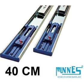 Resim Minnes 40 cm Tam Açılım Teleskopik Frenli Mobilya Çekmece Rayı Metal 