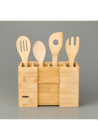 Resim Açılır Bambu Kaşıklık - Açık Kahverengi Çok Renkli 