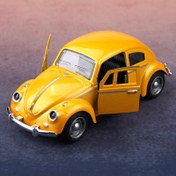 Resim Kapıları Açılabilen Vintage Döküm Geri Çekme Araba Modeli - Erkek Çocuklar İçin Retro Klasik Oyuncak Sedan, Sarı Plastik/Metal Koleksiyonluk, Güç Gerekmez 