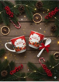 Resim Kutulu Noel Babalı Kupa Çiftli Kaşıklı Set Diğer 