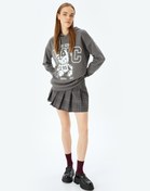Resim Şardonlu Kolej Baskılı Kapüşonlu Uzun Kollu Sweatshirt 
