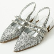 Resim Kadın Taşlı Şık Babet-topuklu Ayakkabı-linda GÜMÜŞ 