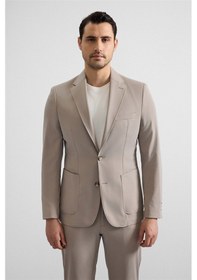 Resim Süvari Sütlü Kahve Slim Mono Yaka Düz Torba Cep 6 Drop Takım Elbise Tk1006900381-kh1 Sütlü Kahverengi 