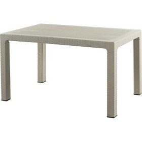 Resim Rattan Masa 70x120 Sabit Masa - Bahçe Balkon Teras 1. Kalite Orta Cappucino 