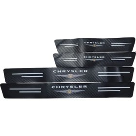 Resim Chrysler Logolu Karbon Kapı Eşiği Koruyucu Bant Folyo 4'lü Set 