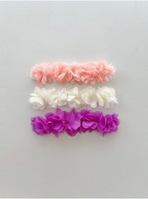 Resim COOLMINIES Kız Bebek Çiçekli 3’lü Lastikli Bandana Seti,Saç Bandı Seti 