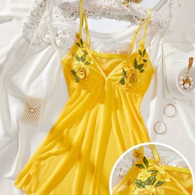 Resim Kadınlar için Çiçek Nakışlı Şifon Gecelik 