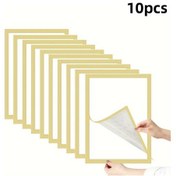 Resim Tongdashop 10 Adet Altın Renk A4 Manyetik Çerçeve Klasik Stil Yapışkanlı Tablo Çerçevesi 